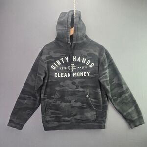 Troll Co Hoodie Dirty Hands Clean Money Small Gray Camo Graphic Pullover Sweat
